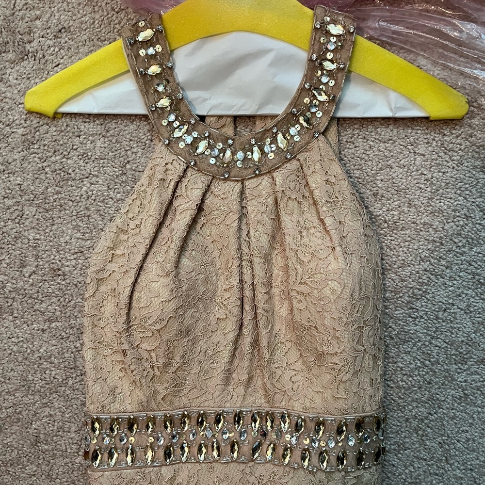 Sequin Hearts Nude Gown